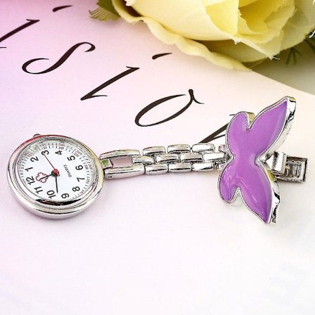 Søt sommerfugl sykepleier klips-brosje kvarts lommeur