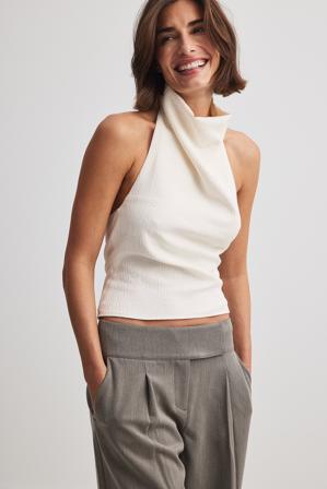 NA-KD Crop top à col montant - Top dos nue - OffBlanc - EU 42