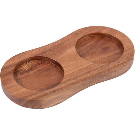 Brickbord i akaciaträ för salt- och pepparkvarnar, designat för att skydda matbordet