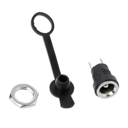 DC Power Jack Plug Socket 5,5 mm x 2,5 mm Hunn Panel Montering Adapter Kontakt med vanntett hette Strømuttak Støvplugg