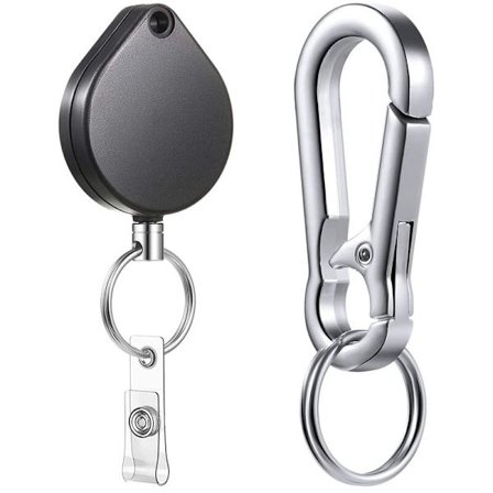 Liten kraftig rullhållare för ID-kort, ID-korthållare med bältesklämma nyckelring för visitkortsnyckelring