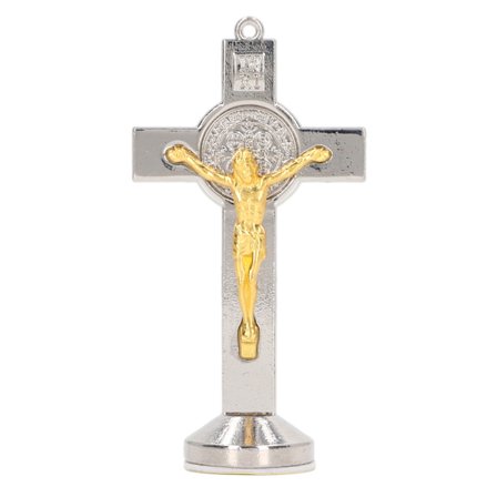 Ristiriipus, kultainen, hopeinen, sinkkiseos, koristeellinen, kiillotettu, kiiltävä, seisova ristiripus kodin sisustukseen ja toimistoon