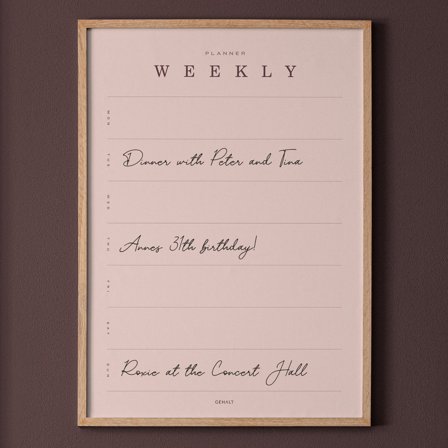 Plakat med Weekly Planner i 50x70 fra Gehalt — Stilren ugeplan