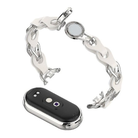 Til Xiaomi Smart Band 8 Magnetisk Urrem Ægte Ko Læder+Aluminium Legering Kæde Armbånd