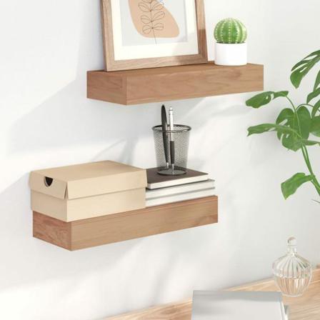 Vidaxl Vägghyllor 2 St 40x15x6 Cm Massivt Teakträ Brun