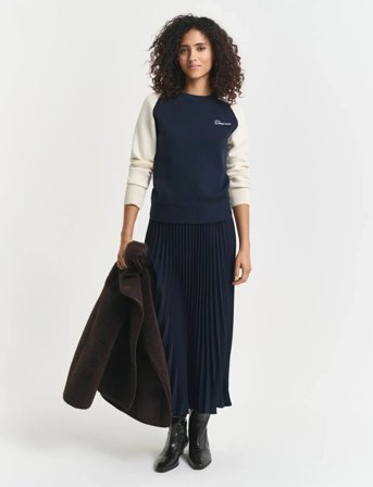 GANT Color Blocked Cotton C-Neck - Blue - S