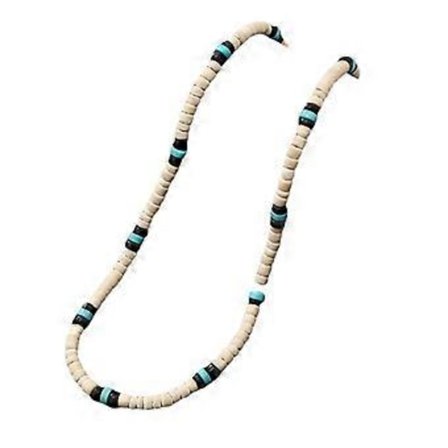 1 stk. surfer halskæde til mænd hvid kokosnøddeskal + sorte perler