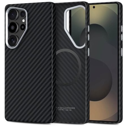 Tech-Protect Ion Carbon MagSafe-etui til Samsung Galaxy S25 Ultra - Sort