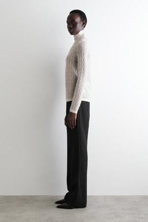 COS Women's Maglione In Mohair Con Lavorazione Traforata in Bianco