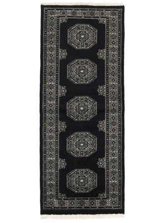 Pakistan Bokhara 3Ply 83X204 Hallmatta Svart/Mörkgrå Ull, Pakistan