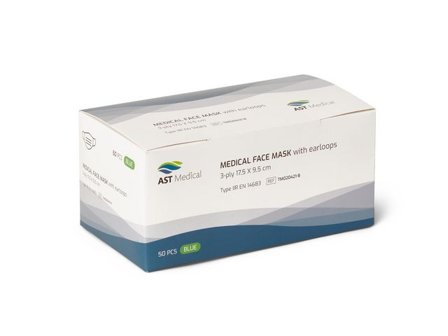 AST MEDICAL Munskydd Typ IIR med öronband 50/fp - Lyreco - Sjukvård och omsorg - Munskydd och visir - Munskydd