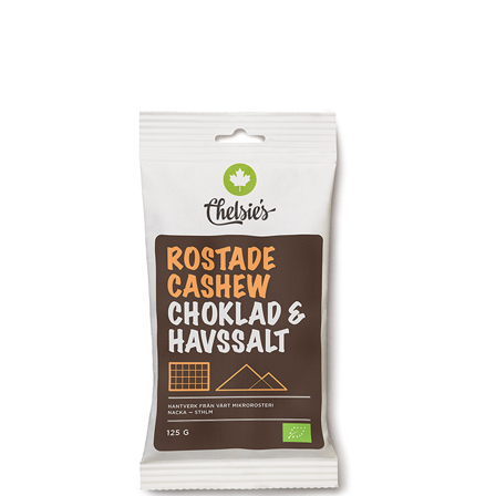 Chelsie s Organic Gourmet Prod Ristede Cashewnøtter Sjokolade og Havsalt 125 g