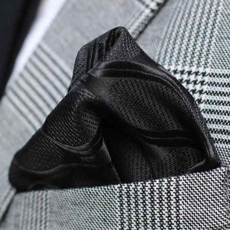 Pochette de costume noire à motif pour hommes - Pochettes de costume de couleur unie