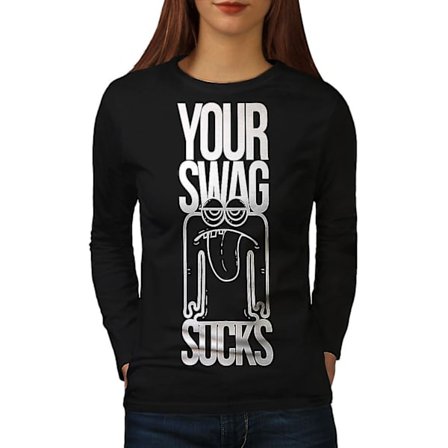 Din Swag suger roliga kvinnor svart långärmad T-shirt | Wellcoda