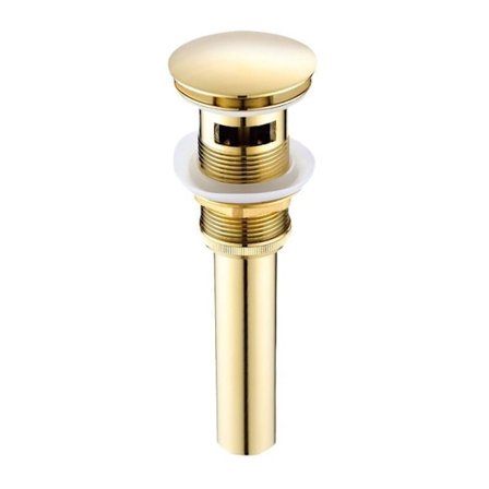 Pop Up Diskhoavlopp utan Överfyllnadsskydd, Mässingsavlopp, Pop Up Avloppsplugg, Guld