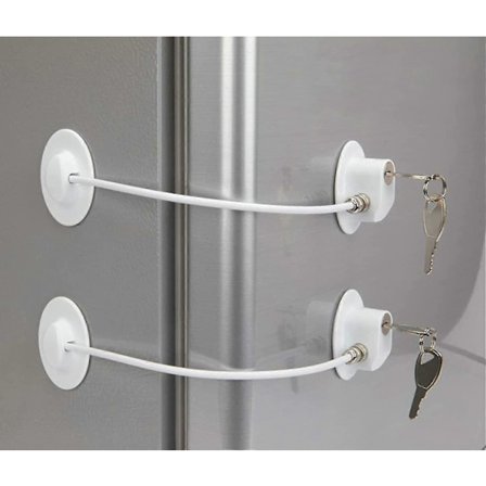 2-pack Kylskåpslås med 4 Nycklar, Kylskåpslås Sovsal Frysdörrlås och Barnsäkerhetsskåpslås med Starkt Lim [DB]