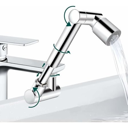 1440° pyörivä monitoiminen jatkoputki, universaali 2 suihkutustilaa, kääntyvä jatkoputki, kääntyvä jatkoputki adapterilla