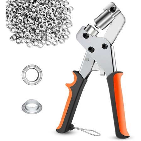 Øjeletsæt, øjeletsæt med 520 stk. 10 mm øjelets, øjeletsæt til presenning, stoffer, læder, pap, plakater, bannere osv.