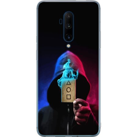 OnePlus 7T Pro Läpinäkyvä kuori Squid Game Netflix juliste korealainen selviytymisdraama sarja maski huppu kortti retro fanitaide suunnittelu paina