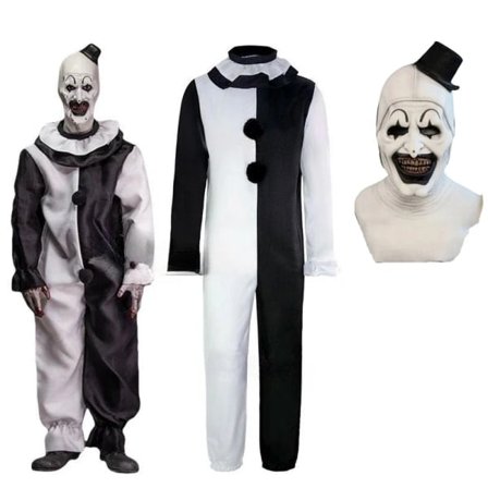 Art The Clown Cosplay Film Terrifier 2 Art The Clown Cosplay Kostyme Jumpsuit Maske Halloween Kostymer Maske for Menn Kvinner Maske A (one size) S