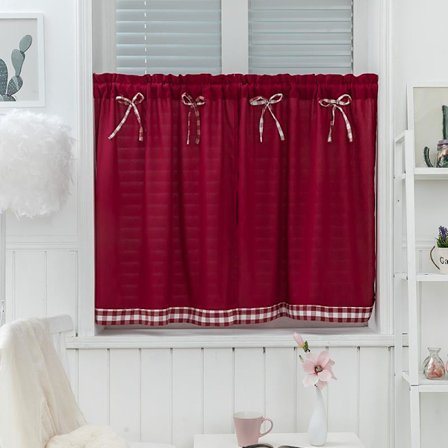 Gardiner Små Fönster Korta Lantlig Stil Vintage Opaque Korta Disc Gardiner