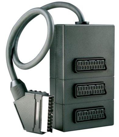 SCHWAIGER Scart-Verteiler 3-fach Schwarz
