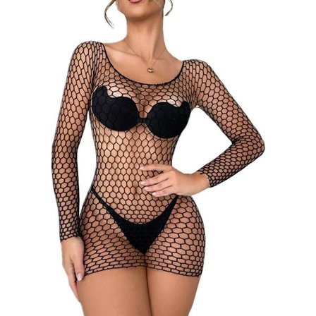 tifo Dameundertøy Net BabyDoll Bodycon Minikjole Sett En Størrelse Svart D3 En Størrelse (XS-XL)