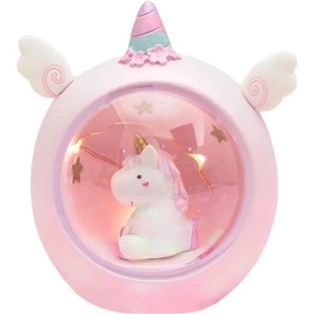 (Pink) Natlampe - Enhjørning - Tegneserie - Resin - Børnegaver Legetøj til piger og børn