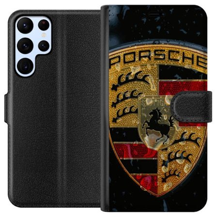 Kompatibel Tegnebogsetui til Samsung Samsung Galaxy S22 Ultra 5G Porsche logo plakat luksusbil mærke våben sportsvogn emblem Stuttgart klassisk retr