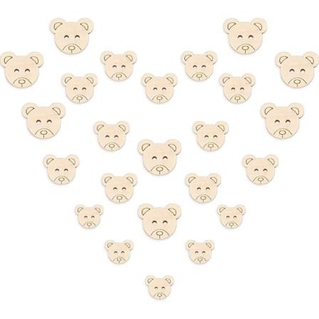 120 stk Teddybjørn knapper for baby cardigans strikking tre baby knapper 2 hull 3 størrelser små tre bjørn mønster knapper for søm håndverk kni