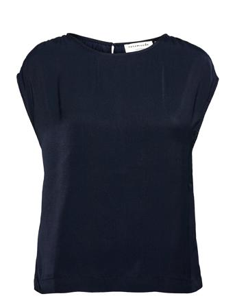 Recycle Polyester Blouse Ss Blouses Short-sleeved Blå Rosemunde