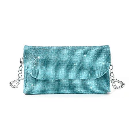 Glitter Afton Clutch Väska för Kvinnor Kedja Axelväska Bröllop Fest Handväska Blue