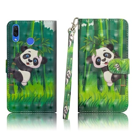 Huawei P Smart Plus plånboks mobilfodral av syntetläder med tryckmönster – Panda