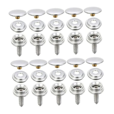 Trykknapper Rustfrit Stål Holdbart Lærred Stik Robust Lærred Trykknapper Sæt Skruer Trykknap Marinekvalitet til Møbler (LGL)