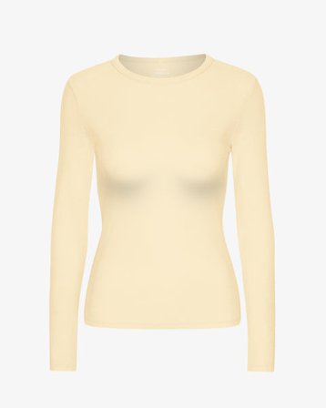 Women Organic Rib LS T-Shirt - Soft Yellow - Female - S