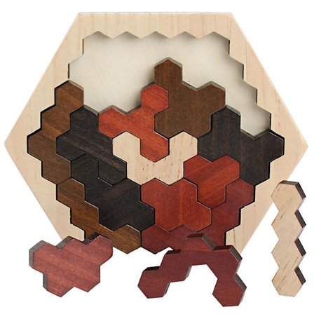 Kubepuslespil til voksne i træ - Hexagon-puslespil - Logik IQ-spil - Hjernegymnastik - Børns intellektuelle udvikling