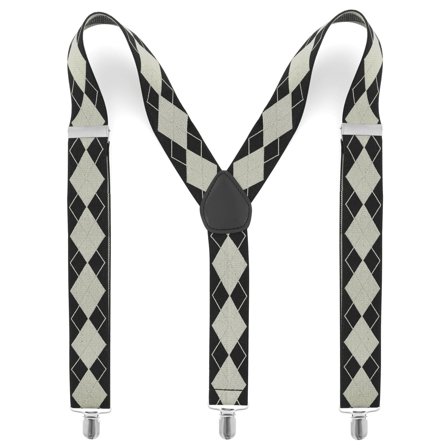 Large Diamond Patterned Suspenders for Men - Clip-on braces & suspenders