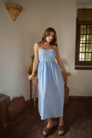 NA-KD - Midikjole med knytedetaljer og åpen rygg - Kjoler - Blå - EU 38