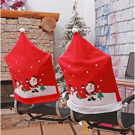 Set med 6 julstolsöverdrag med tomteluva