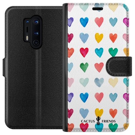 Kompatibelt Lommeboketui til OnePlus OnePlus 8 Pro Cactus and Friends - Watercolor Love Grid