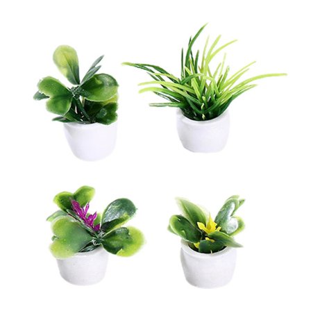 Miniatyr potteplante statue flerfarget værbestandig harpiks mye brukt miniatyr blomster miniatyr plen dekorasjon -3 sett