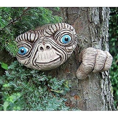 Alien-puutarhapatsas - Puun pää - Hartsi puutarhapatsas - Koristepatsas puutarhaan
