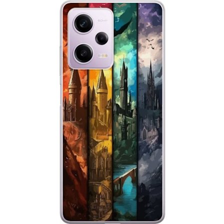 Kompatibel Mobilcover til Xiaomi Xiaomi Redmi Note 12 Pro Fire magiske slotte i forskellige elementfarver, episk fantasykunst med ild vand luft og mø