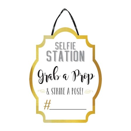 Amscan Selfie Station Bröllopsfest Dekoration One Size Vit/Guld/Svart