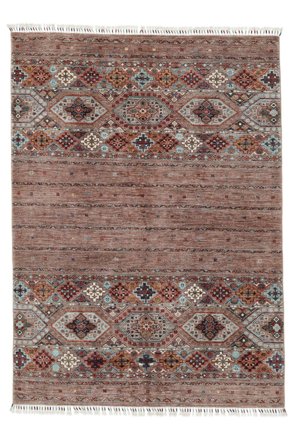 Annodato A Mano Shabargan Tappeto 175X241 Di Lana Marrone/Rosso Scuro