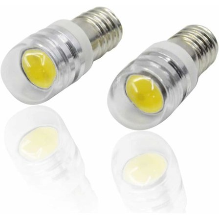 4 stk. 12V E10 Sockel COB LED Pære 1.5W LED Opgradering Niveau Pære Udskiftning til Forlygter Lommelygter Pære, 3000K Varm Hvid