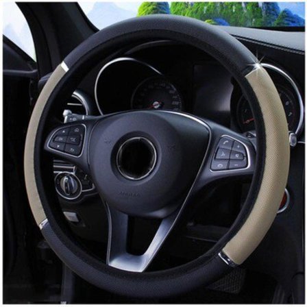 (Beige) 38CM Bilratt Skydd Auto Ratt Fläta På Ratt Skydd Fodral Universal Bil Tillbehör Fri Frakt