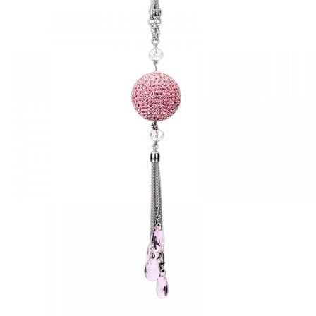 Bil vedhæng til mænd og kvinder bil dekoration bakspejl bil krystal diamant smykke vedhæng rund diamant krystal vedhæng (Pink)