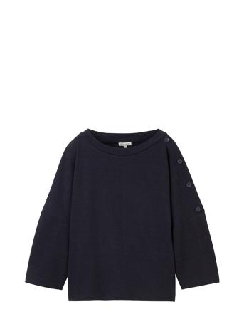 Sweatshirt W Buttons Sweat-shirt Genser Marineblå Tom Tailor*Betinget Tilbud