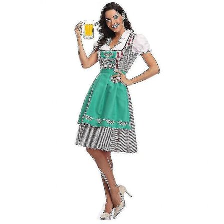 nabb leverans hÃ ̧jkvalitets traditionel tysk plaid Dirndl-kjole Oktoberfest-kostume til voksne kvinder Halloween-fest